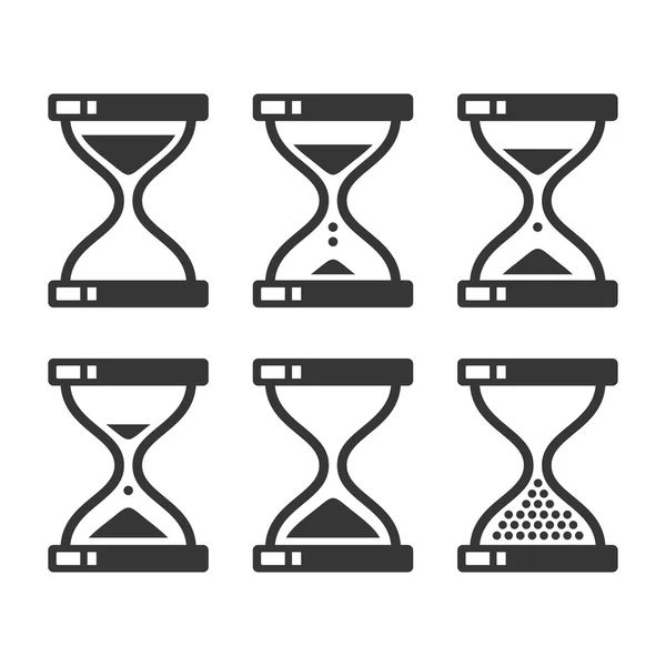 Set di icone timer a clessidra di sabbia. Vettore — Vettoriale Stock