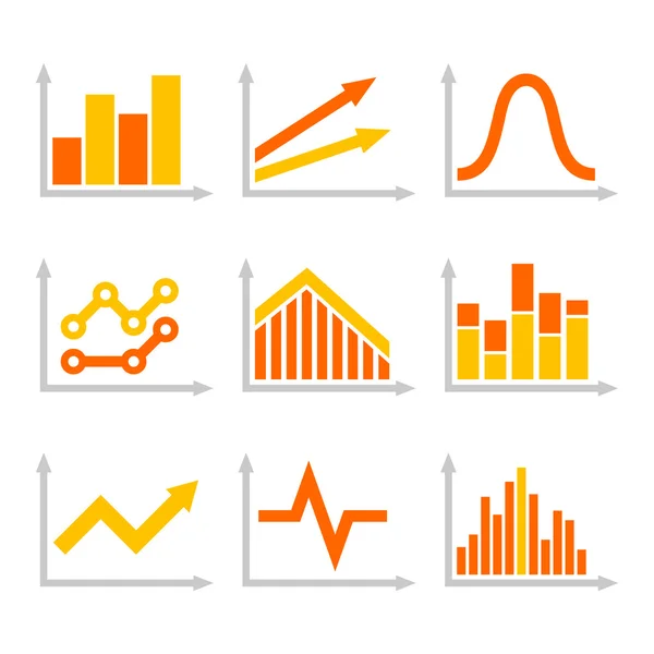 Farbige Diagrammsymbole auf weißem Hintergrund. Vektor — Stockvektor