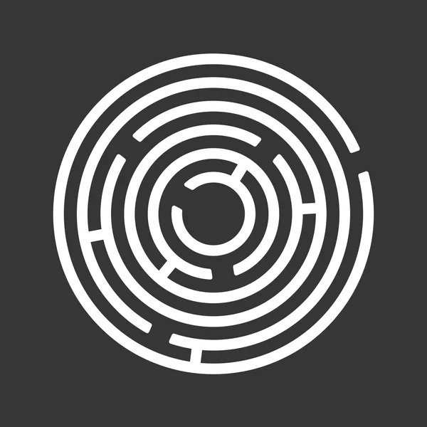 Circle Ring Maze sobre fondo negro. Vector — Vector de stock