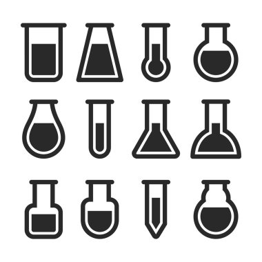 Kimyasal Test tüpleri Icons Set. Vektör