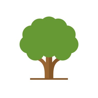 Yeşil ağacıyla düz stil logosu bırakır. Vektör