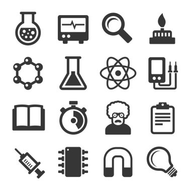 Beyaz Arkaplanda Bilim Simgeleri Ayarlandı. Vektör