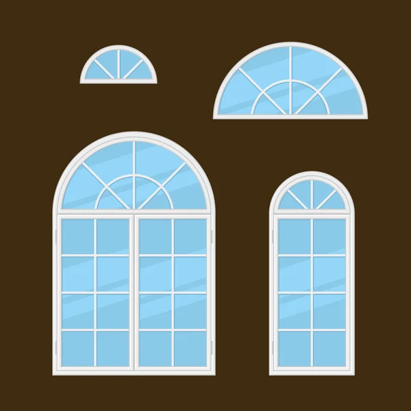 Conjunto de tipos de ventanas de estilo plano. Vector — Vector de stock