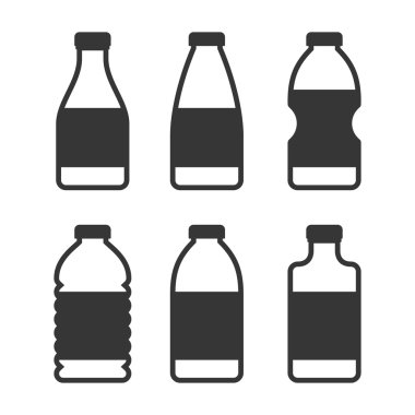 Water Bottle Icon Set on White Background. Vector clipart