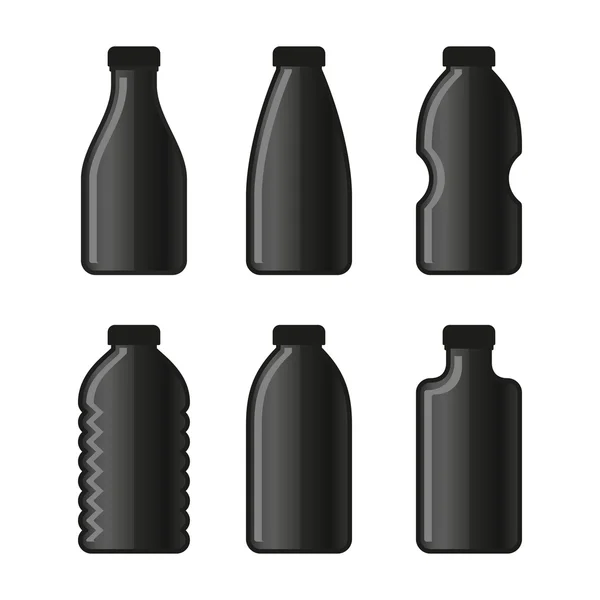 Icono de botella de agua conjunto sobre fondo blanco. Vector — Archivo Imágenes Vectoriales