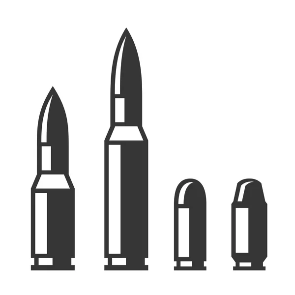 Conjunto de iconos de bala de arma aislados sobre fondo blanco. Vector — Archivo Imágenes Vectoriales