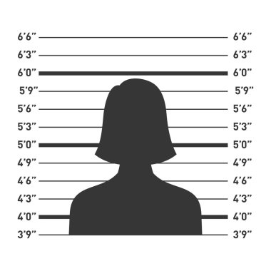 Police Lineup with Woman Silhouette. Vector clipart