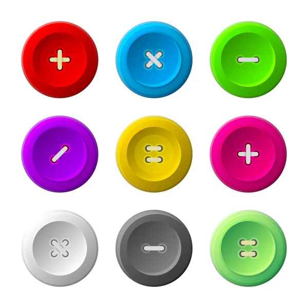 Sewing Buttons Set on White Background. Vector — Stock Vector