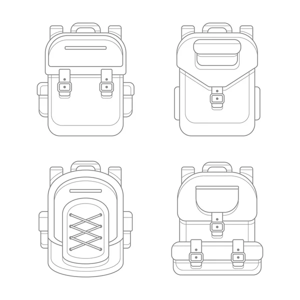 Модные сумки для рюкзаков. Стиль линейного искусства. Вектор — стоковый вектор