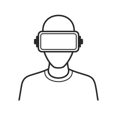 Sanal gerçeklik kulaklık simgesi olan adam. Vektör