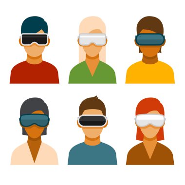 Sanal gerçeklik bardağı Avatar seti. Vektör