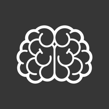 Beyin Logo simge siyah arka plan üzerine. Vektör
