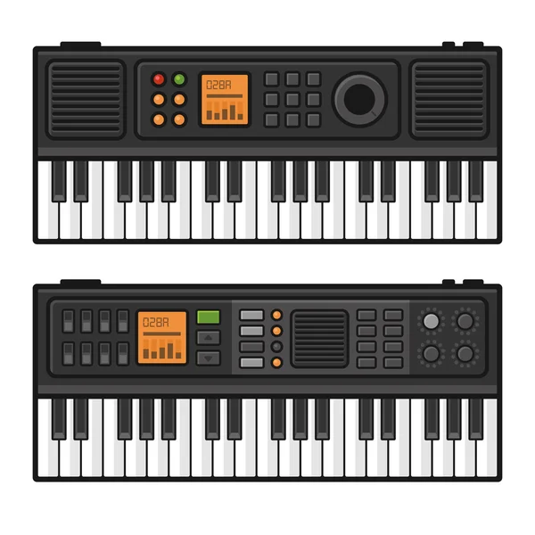 Pianorol die digitale Synthesizer. MIDI Keyboard Set op witte achtergrond. Vector — Stockvector