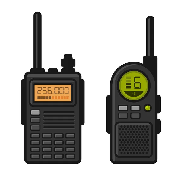 Radio Set Transceiver with Antenna Receiver. Vector — Stock Vector