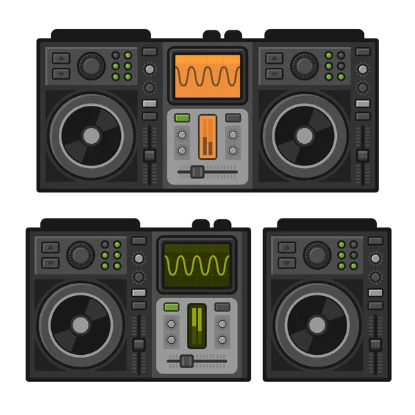 Conjunto de mezclador de sonido Dj. Estilo de diseño plano. Vector — Vector de stock