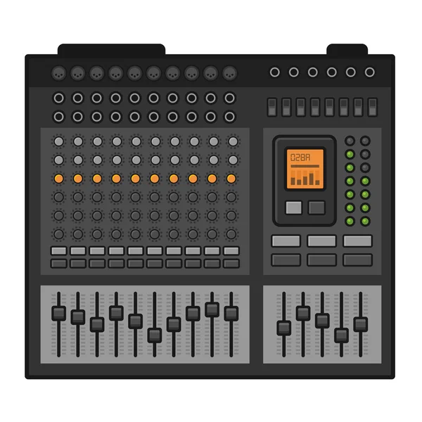 Mezclador de sonido de estudio. Consola de ecualizador de música. Vector — Vector de stock