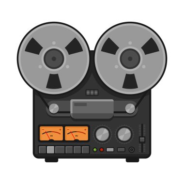 Vintage Analog Stereo Reel Deck kayıt cihazı. Vektör