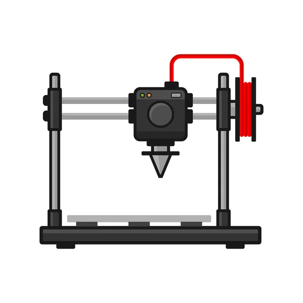 Impresora 3d sobre fondo blanco. Vector — Vector de stock