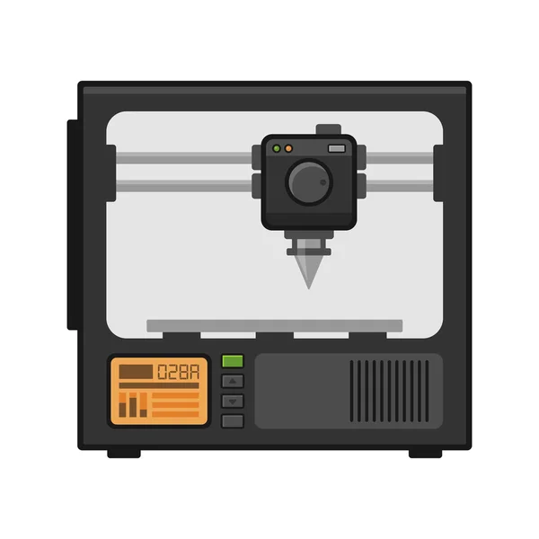 Printer 3d op witte achtergrond. Vector — Stockvector