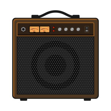 Beyaz arka plan üzerinde elektro gitar amplifikatör. Vektör