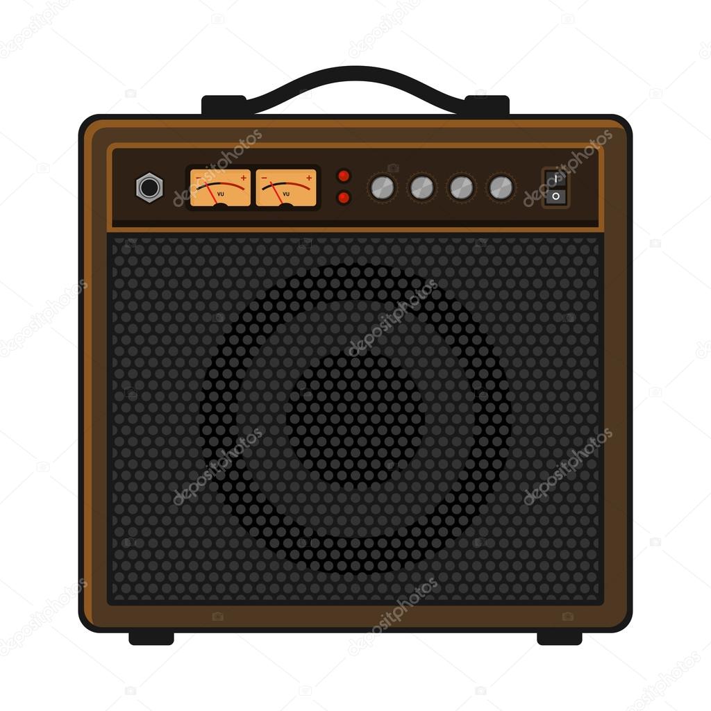 Electric Guitar Amplifier on White Background. Vector