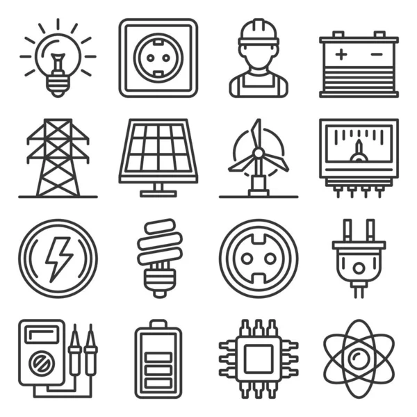 Elektrizität und Energie-Symbole auf weißem Hintergrund. Vektor — Stockvektor