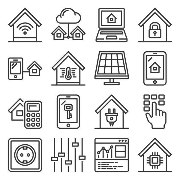 Smart Home Devices and Interface Icons Set. Vecteur — Image vectorielle