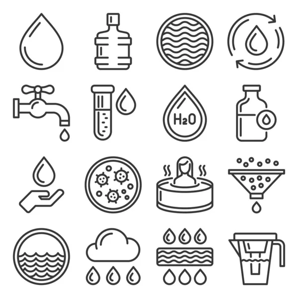 Iconos de agua sobre fondo blanco. Vector — Archivo Imágenes Vectoriales