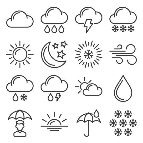 Weather Icons Set on White Background. Vector — Stock Vector