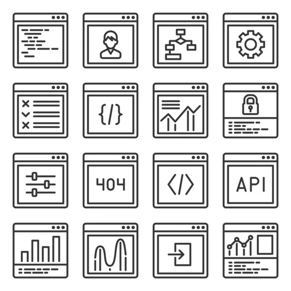 Webb GUI element och tillämpningar Skärm ikoner Set. Vektor — Stock vektor