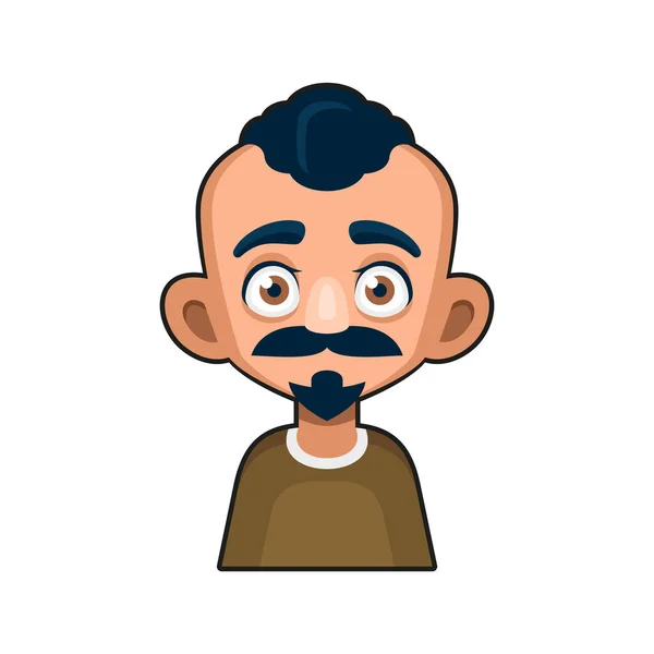 Hombre lindo personaje con bigote. Estilo de dibujos animados icono de Userpic. Vector — Archivo Imágenes Vectoriales