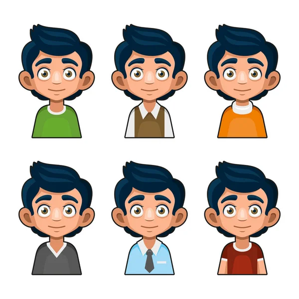 Schattig Jongeman Avatar karakter. Cartoon Style Userpic Icon. Vector — Stockvector