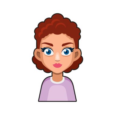 Sevimli Güzel Kız Avatar Karakteri. Genç Kadın Çizgi Film Biçimi Kullanıcı Simgesi