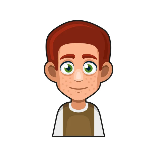 かわいい赤毛の男アバターキャラクター。漫画スタイルのユーザーアイコン。ベクトル — ストックベクタ