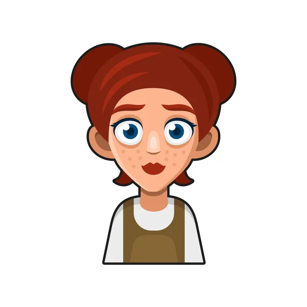 Nette schöne Rotschopf-Mädchen-Avatar. Junge Frau Cartoon Stil Userpic Icon — Stockvektor