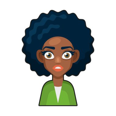Siyah Afrikalı Amerikalı ya da Hindu Kız Avatar. Çizgi film Userpic Simgesi. Vektör