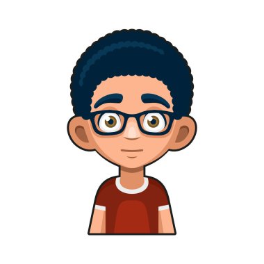 Gözlüklü yakışıklı genç adam Avatar. Çizgi film Userpic Simgesi. Vektör
