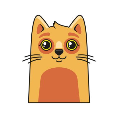 Şirin Kedi Suratı Simgesi. Beyaz Arkaplan Vektöründe Çizgi Film Biçimi