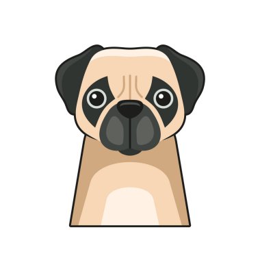 Şirin Köpek Suratı Simgesi. Beyaz Arkaplan Vektöründe Çizgi Film Biçimi