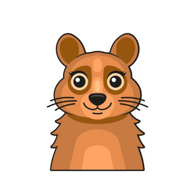 Beyaz Arkaplanda Sevimli Hamster Suratlı Çizgi Film Tarzı. Vektör