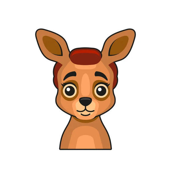 Cute Kangaroo twarz styl kreskówki na białym tle. Wektor — Wektor stockowy