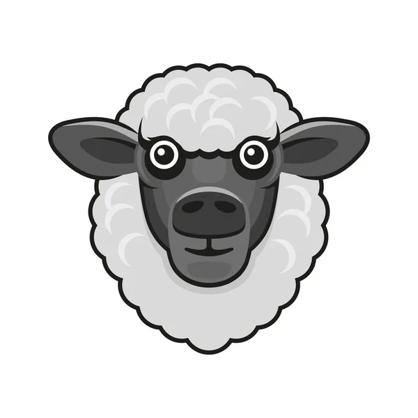 Cute Sheep Face on White Background. Vector — Stock Vector