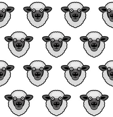 Şirin, kara koyun suratlı, kusursuz desenli. Vektör