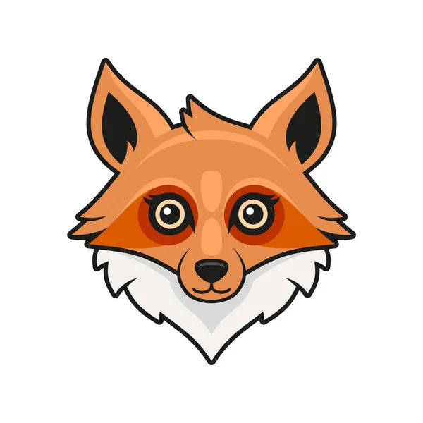 Bonito Fox Face Cartoon Style em fundo branco. Vetor — Vetor de Stock
