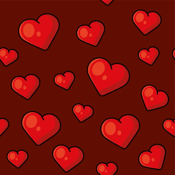 Καρδιά χωρίς ραφές μοτίβο στο κόκκινο φόντο. Διάνυσμα — Διανυσματικό Αρχείο