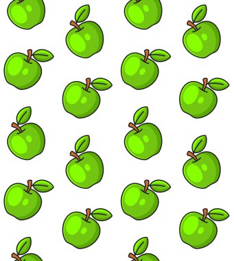 Beyaz Arkaplanda Yeşil Elmasız Desen. Vektör