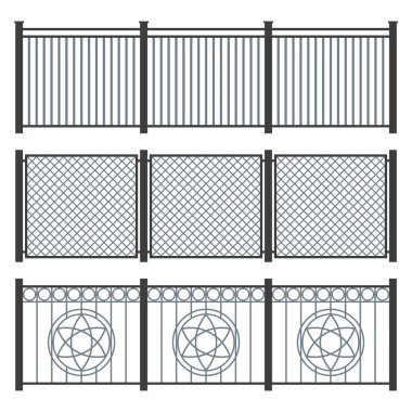 Metal Çit Beyaz Arkaplanda. Vektör