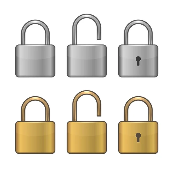 Gesperrte und entsperrte Lock Icons Set. Vektor — Stockvektor