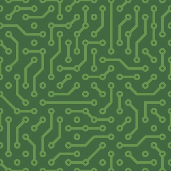 Circuit Board Green nahtlose Muster Hintergrund. Vektor — Stockvektor