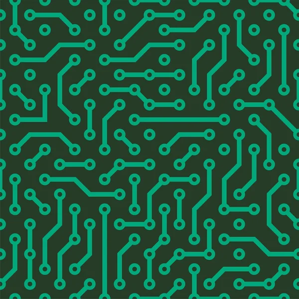Circuit Board Gröna sömlösa mönster bakgrund. Vektor — Stock vektor